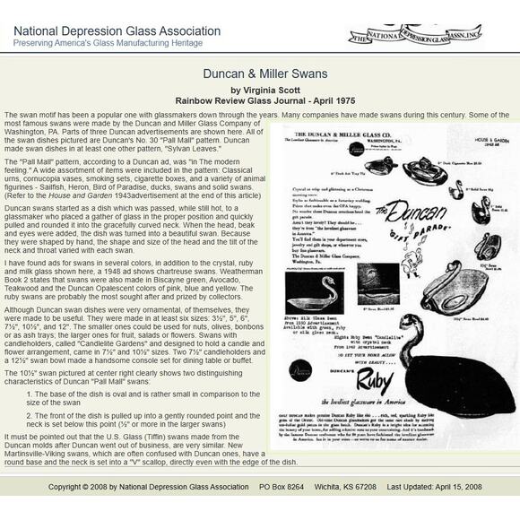 Vintage Duncan & Miller Clear Glass Open Back Swan Dishes - Picture 7 of 7